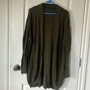 Dark green knit cardigan